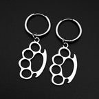 Brass Knuckles Dangle Earrings Punk Gothic Stainless Steel Earring Rivet Spike Hook Style For Edgy Streetwear Jewelry Gifts