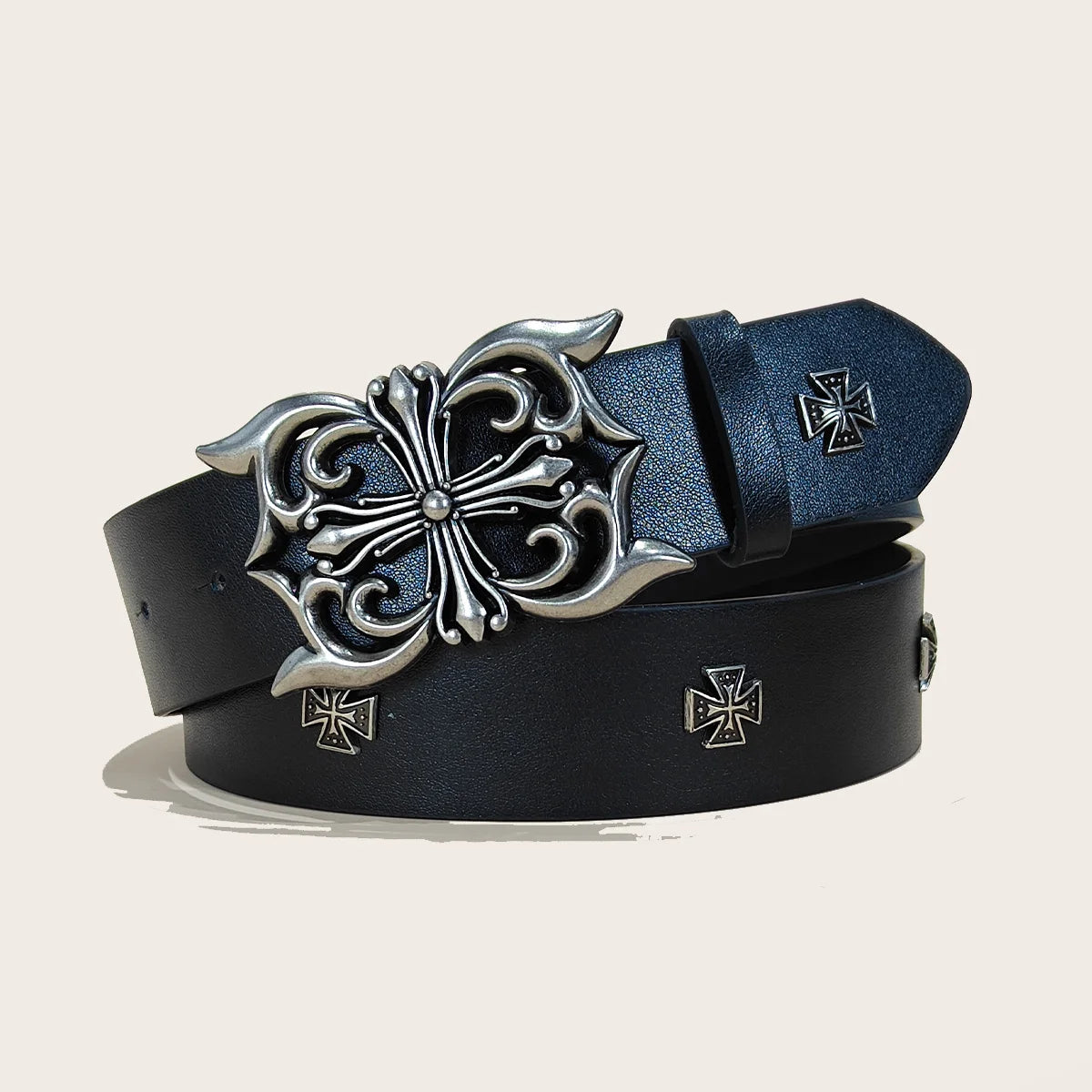 Retro Men's Belt Bohemian Style-Chic Black PU Leather Belt Fashion Skull Rivet Belt Punk Rock Y2K Style For Men Women Jeans Belt