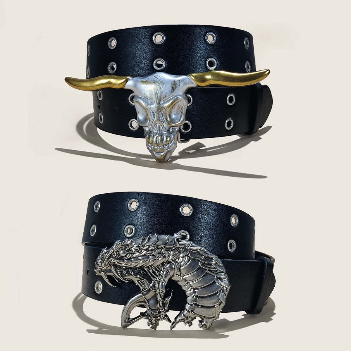 PENDRA Celesara Leather Skull Minimal Belt