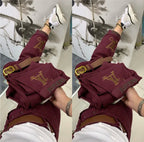 PENDRA Letter Embroidery High Waist Straight Jeans
