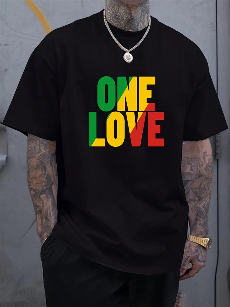 PENDRA One Love Rasta Jamaican Reggae Tee Short-Sleeve T-Shirt
