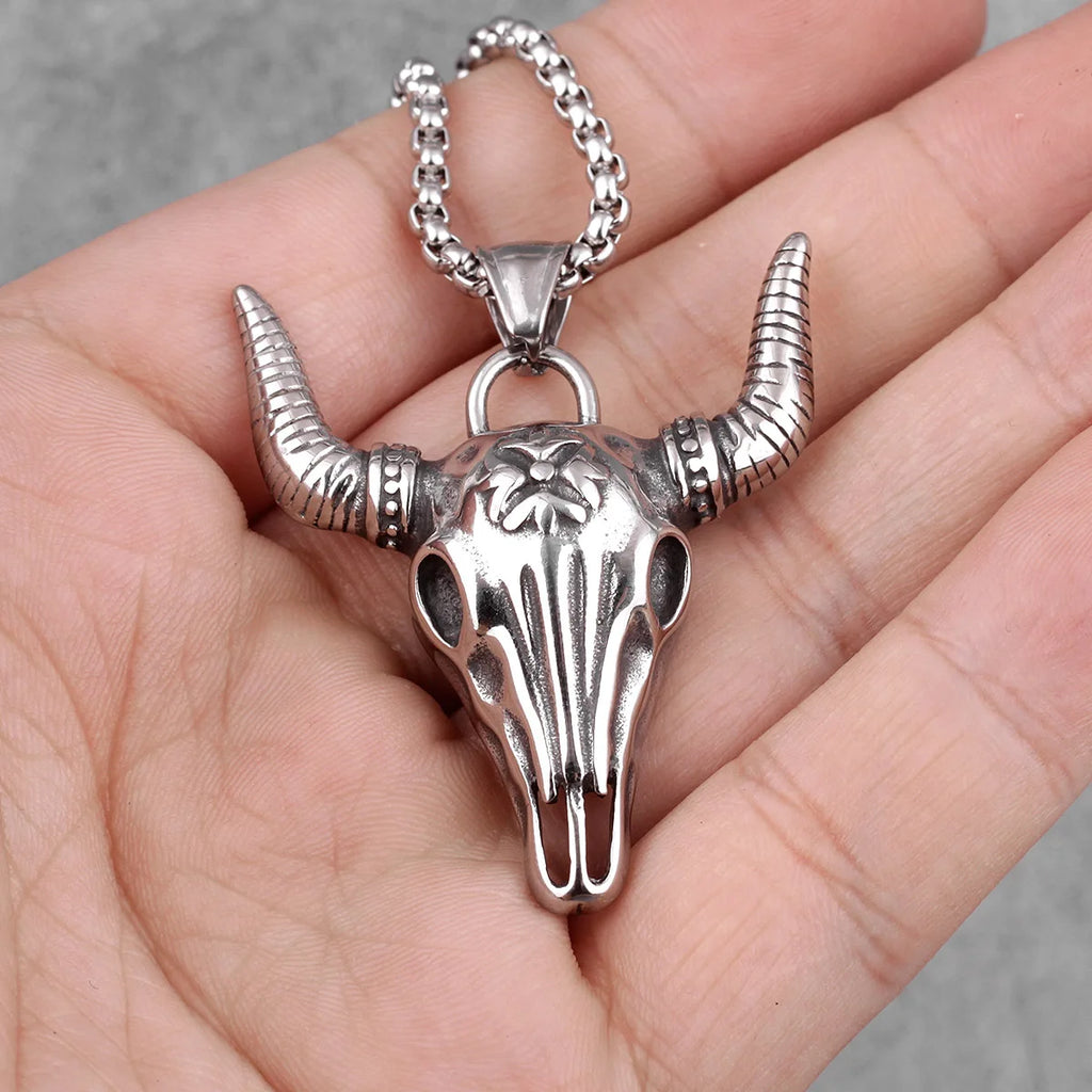 PENDRA Cattle Skull Boyfriend Steel Necklace