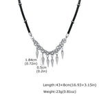Rock Punk Rivet Leather Necklace for Men,Stainless Steel Tassel Chain Choker,Street Rapper Biker Jewelry Gift