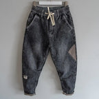 Loose Elastic Waist Denim Jeans Spring Autumn Spliced Harem Pants Men's Casual Pants 2024 Korean New Stretch Baggy Cargo Jeans