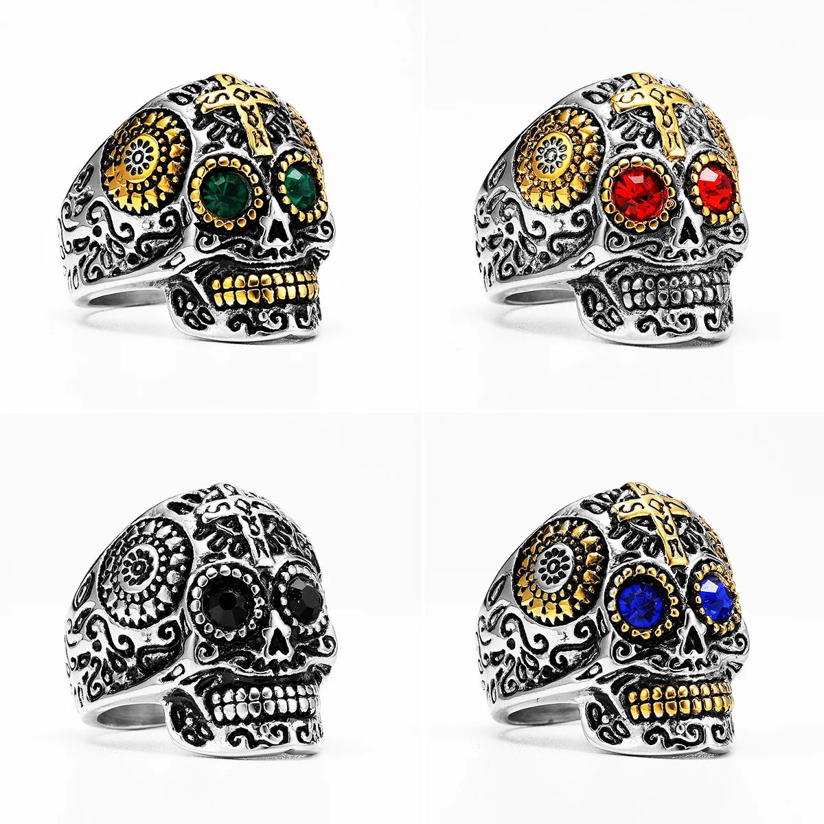 316L Stainless Steel Skull Gothic Religious Cross Man Men Rings Punk Rock Gothic For Biker Male Boy Jewelry Accessories Gift