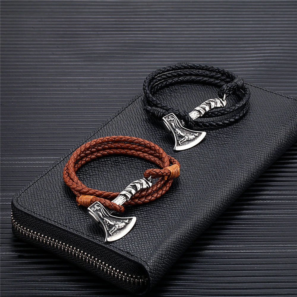 PENDRA Wolf Rune Leather Bracelet