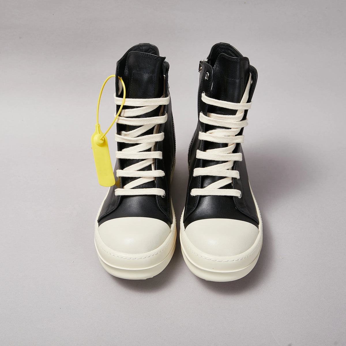 PENDRA Classic Punk Black Leather High-Top Zip Thick-Sole Platform Ankle Boots