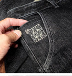 Men's Work Pants 2025 Spring Autumn Men's Casual Jeans New Slim Foot-bound Pants Explosive Street Luxury Washed Elastic Trousers