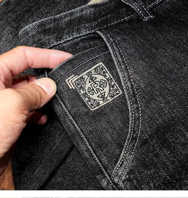 Men's Work Pants 2025 Spring Autumn Men's Casual Jeans New Slim Foot-bound Pants Explosive Street Luxury Washed Elastic Trousers