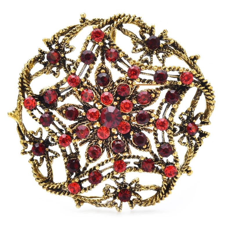 PENDRA Stella Vintage Rhinestone Star-Flower Brooch