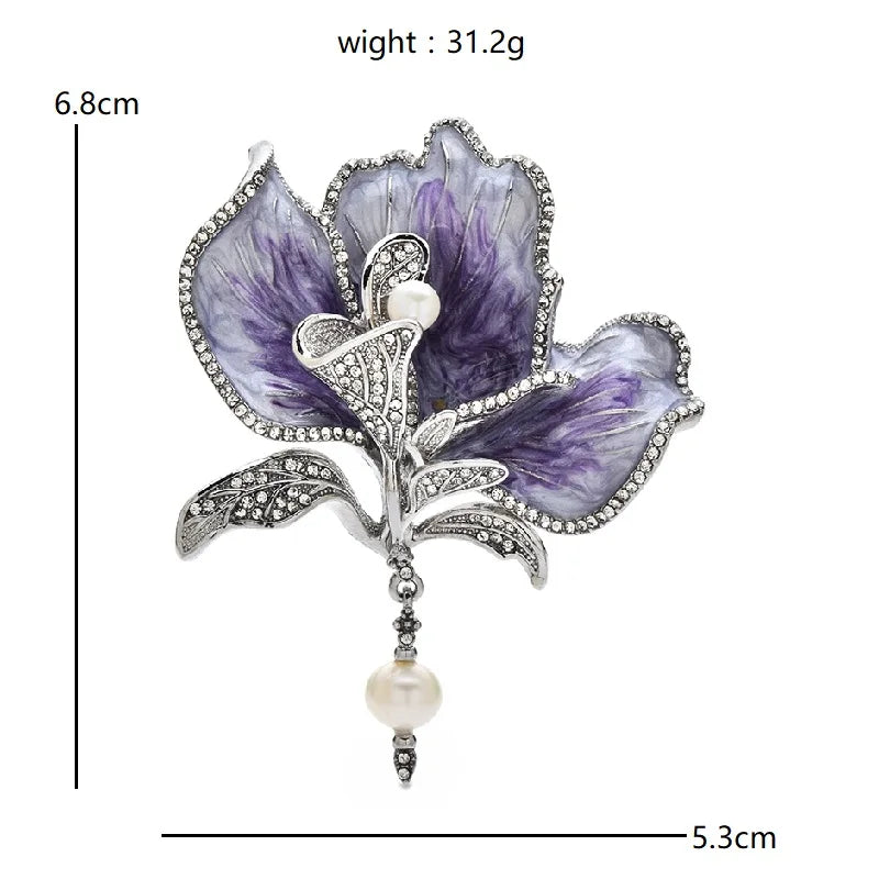 PENDRA Iriselle Elegant Iris Flower Brooch