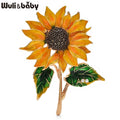 PENDRA Solara Yellow Enamel Sunflower Brooch
