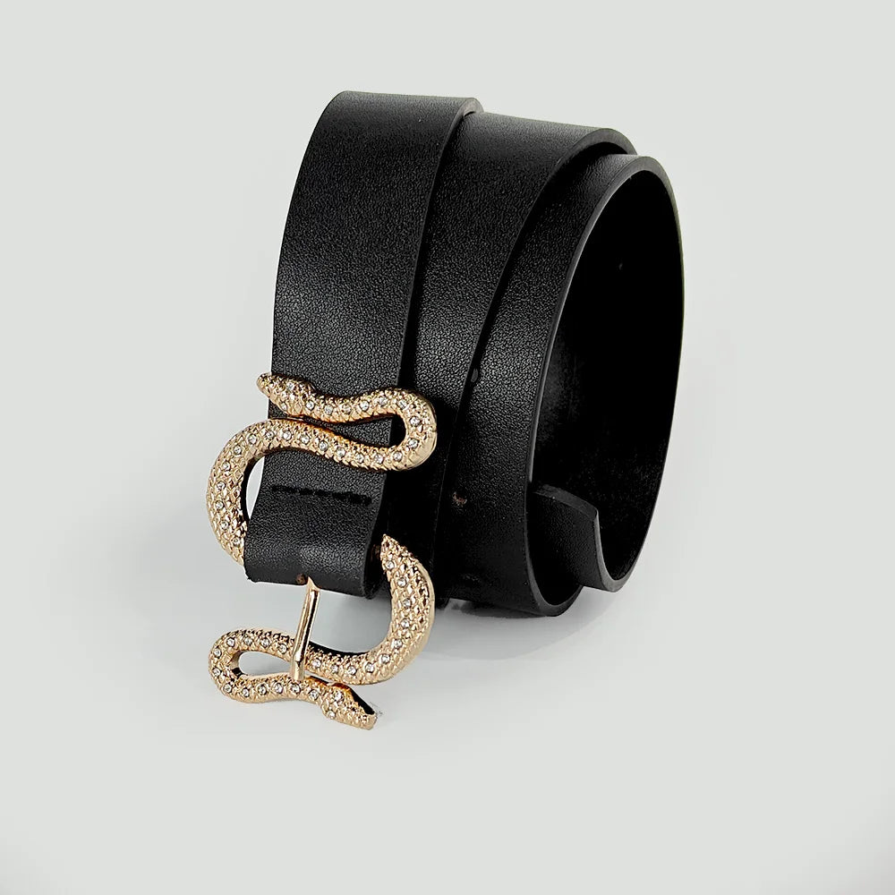Women's Belt Trend Retro Snake Buckle Belt Fashion Casual Pu Leather Belt With Dress Jeans Belts Gift For Women and Girlfriend