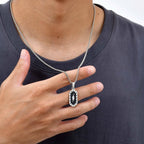 PENDRA Enamel Black Pendant Necklace