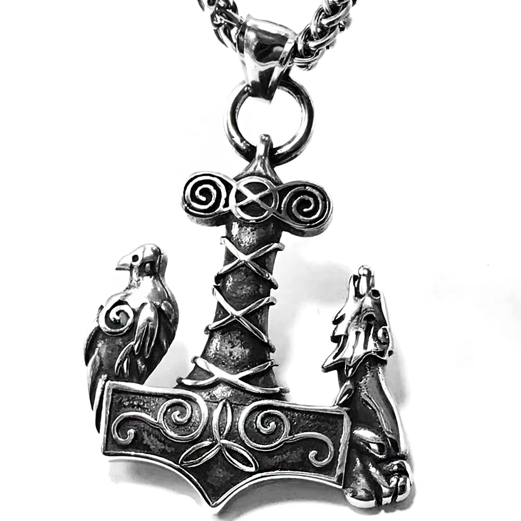 PENDRA Wolf Rune Hammer Necklace