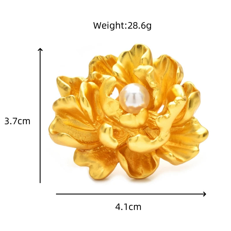 PENDRA Peonia Gold Peony Flower Brooch