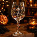 Spooky Halloween Wine Goblet with Sticker Design Witch Ghost Pumpkin Cat Decorative Stemmed Glass for Party Home Bar