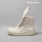 PENDRA White Geobasket White Leather High-Top Zip Thick-Sole Ankle Boots