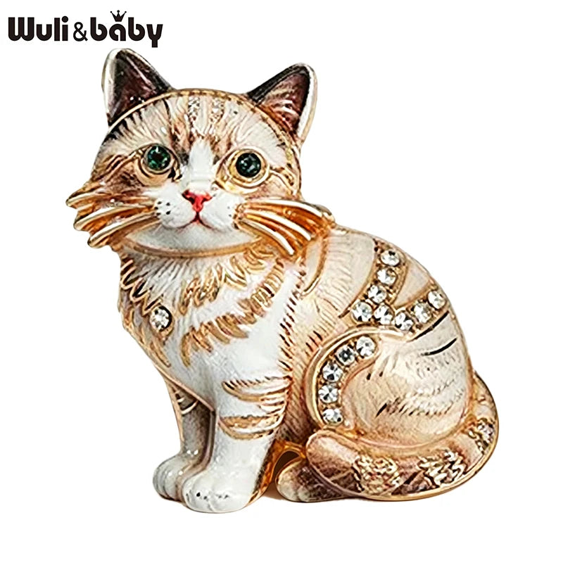 PENDRA Adorable Kitty Rhinestone Brooch