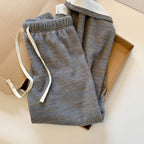 Lazy style wide leg pants women in winter elastic waistband slimming loose and hanging straight leg floor length pants