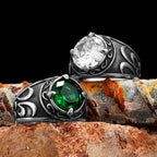 PENDRA Gems Carving Rock Steel Ring