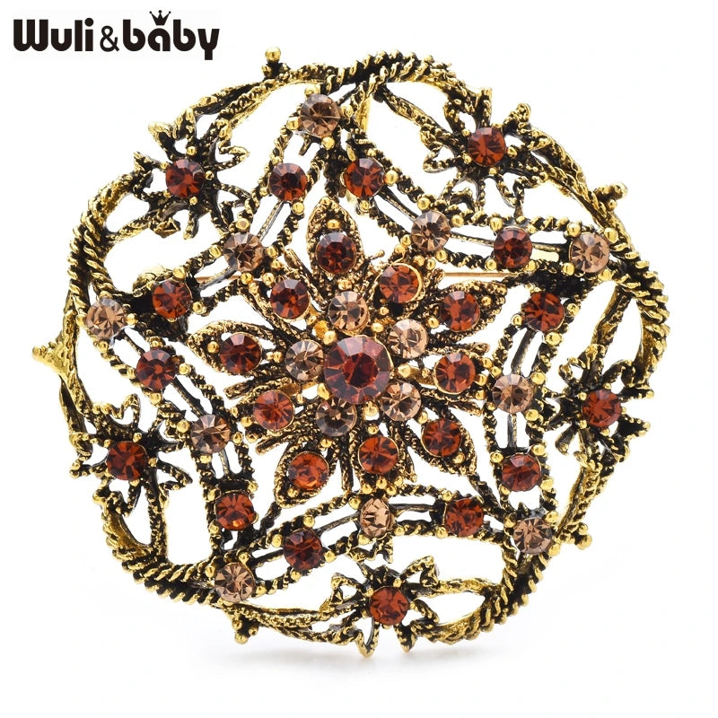 PENDRA Stella Vintage Rhinestone Star-Flower Brooch
