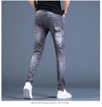 PENDRA Denim Cotton Printed Trousers