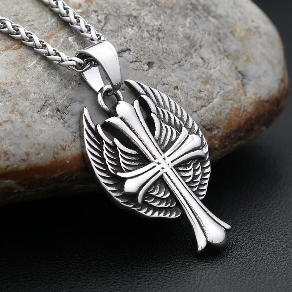 PENDRA Angelcross Memorial Cross with Angel Wings Pendant