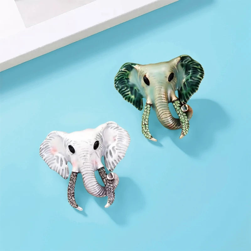 PENDRA Ivorycrest Enamel Elephant Brooch