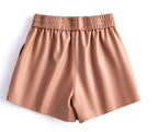 PENDRA Sheepskin Wide Leg Leather Shorts