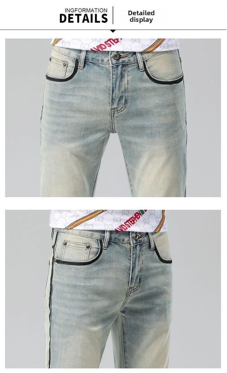 Luxury Brand Clothes 2026 Summer New Washed Retro Jeans Men's Trendy Brand High-end Fashion Small Feet Casual Pants