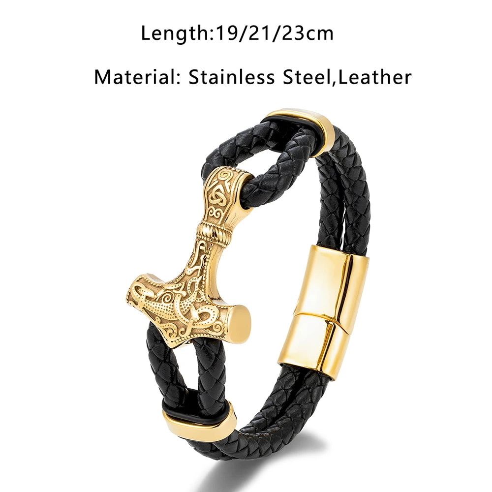 PENDRA Thor Hammer Classic Leather Bracelet