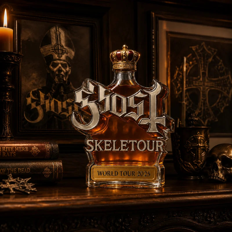 Ghost Skeletour World Tour Whiskey Decanter Gift Set, Glass Liquor Bottle with Tumbler Cups, Fan Collection Decor