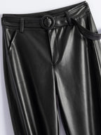 PENDRA Slim Straight High Waist PU Leather Pants