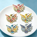 PENDRA Floral Hummingbird Rhinestone Brooch
