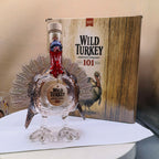 Novelty Turkey Whiskey Decanter, Clear Glass Liquor Bottle with Colorful Head and Feather Design, Unique Home Bar Display