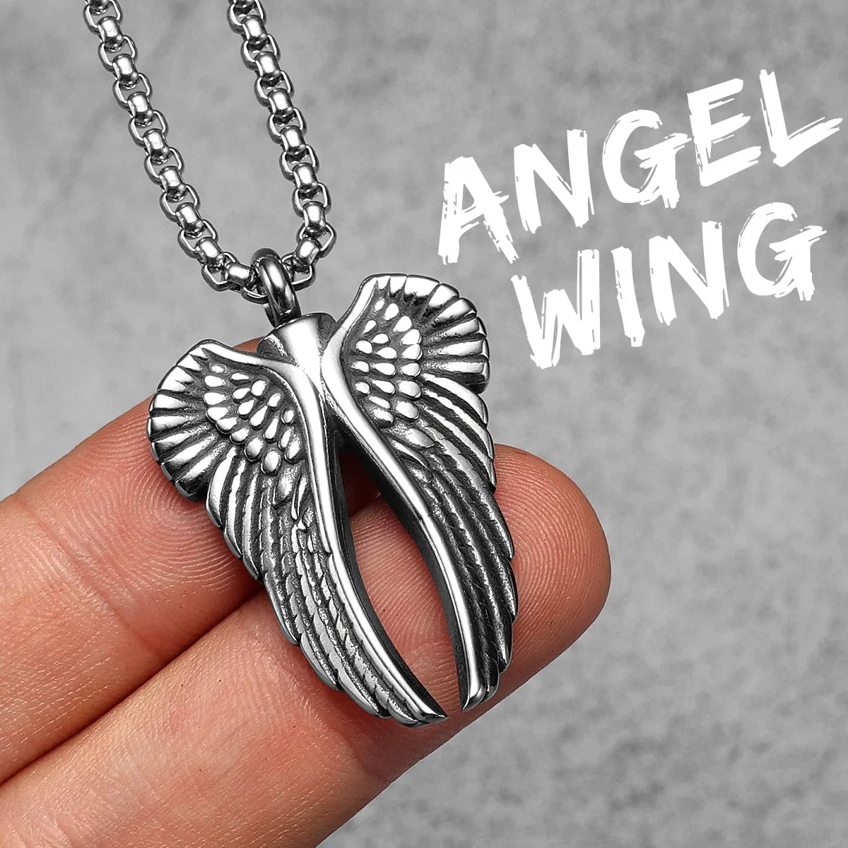 Angel Wing Pray Amulet Stainless Steel Men Necklaces Pendant Chain Punk New in For Couple Women Fashion Jewelry Gifts Wholesale