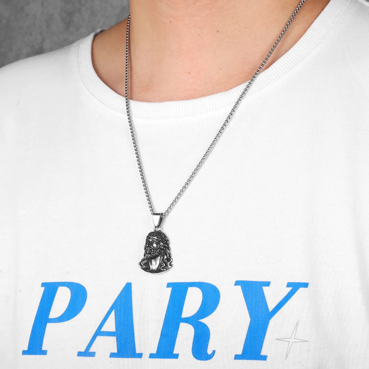 PENDRA Christian Jesus Avatar Steel Necklace