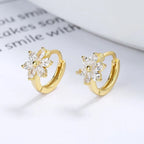 925 Sterling Silver Vintage Earrings For Women Trendy Simple Flower CZ Earring Jewelry Prevent Allergy Party Accessories Gift