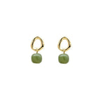 VENTFILLE 925 Silver Gold Color Hetian Jade Earrings for Women Girls Festival Gift Green Round Jewelry Dropshipping Wholesale