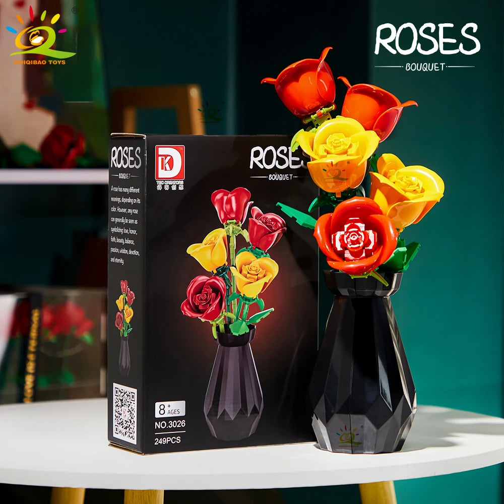 PENDRA Rose Bouquet Floral Building Set