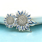 PENDRA Solara 2-Color Enamel Rhinestone Sunflower Brooch