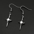 Y2K Star Cross Hook Earrings For Women Men Stainless Steel Silver Color Rhinestone Egirl Minimalist Gothic Rapper Jewelry Gifts