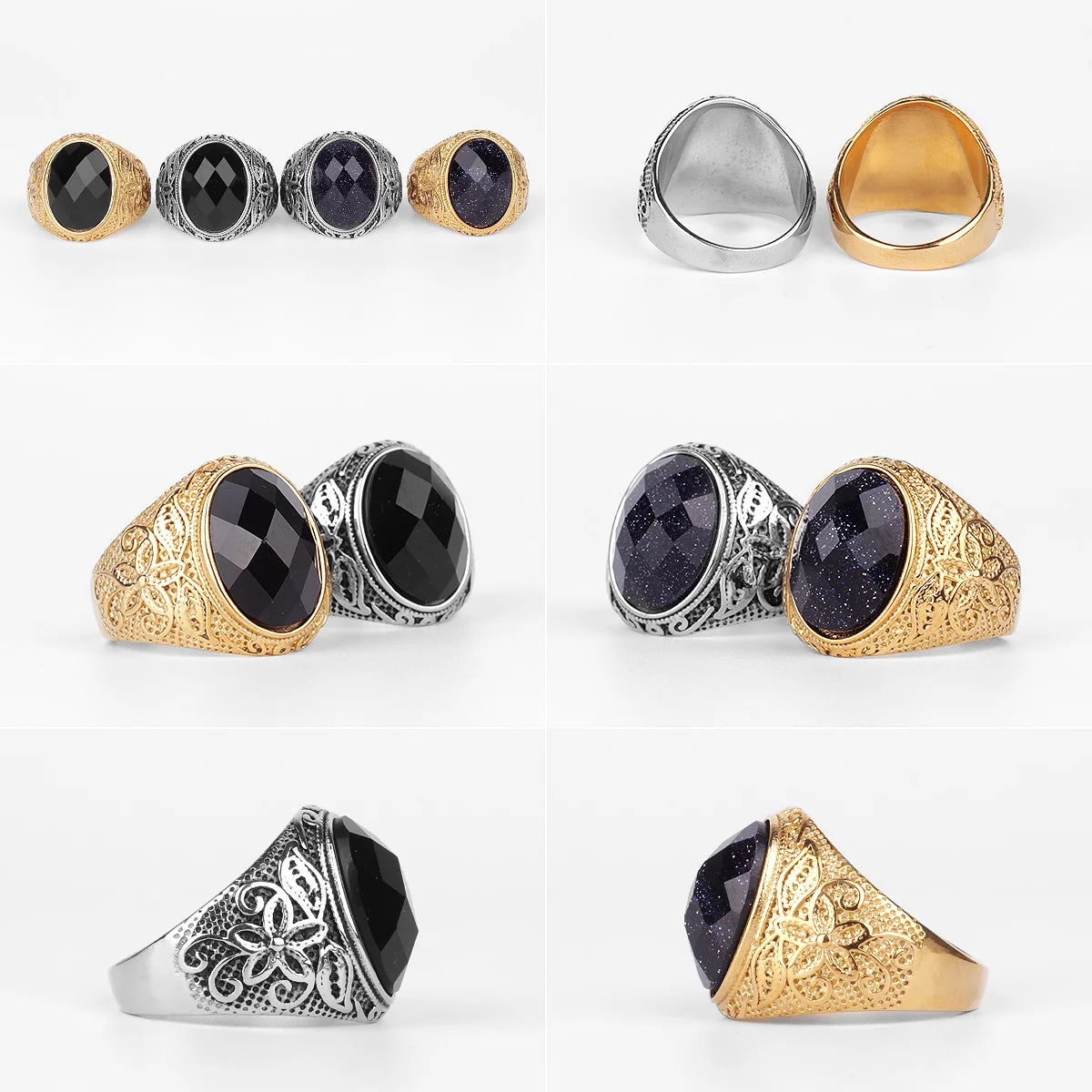 PENDRA Rhinestone Starry Night Steel Ring