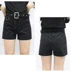 Rhinestone Shorts Women Wide Leg Shorts High Waist Sexy New Fashion Elastic Waist Diamond Casual Hot Pants Female belt