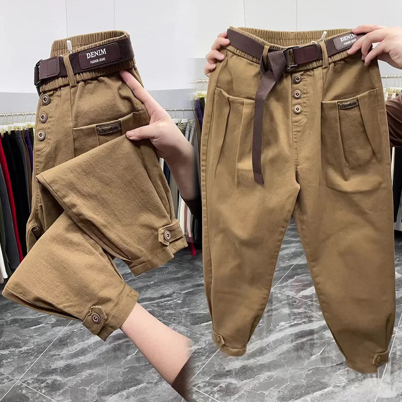 Solid Color Pants Women 2024 New Fashion Spring Autumn Korean Loose Casual Harem Pants Trousers