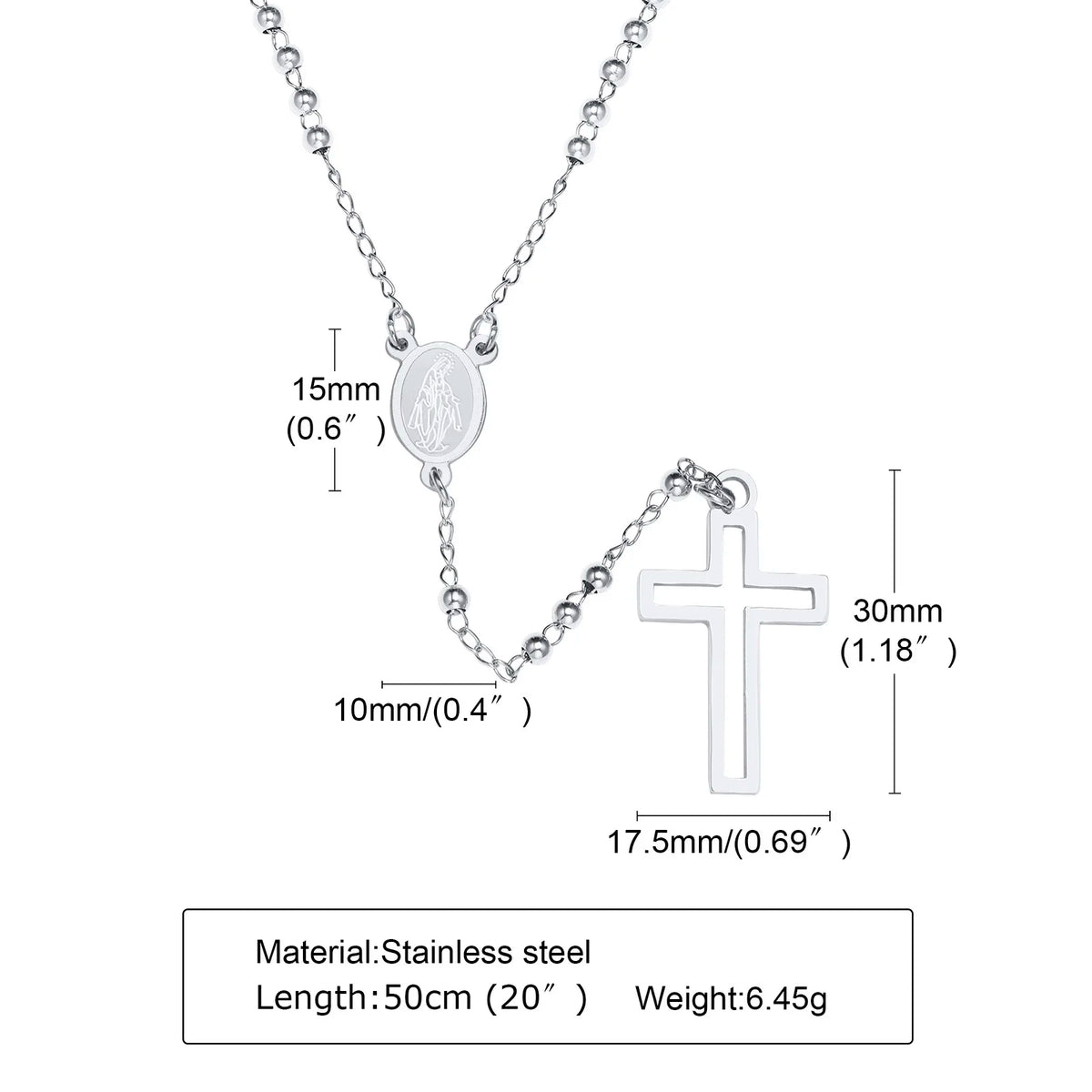 PENDRA Cross Mary Rosary Necklace