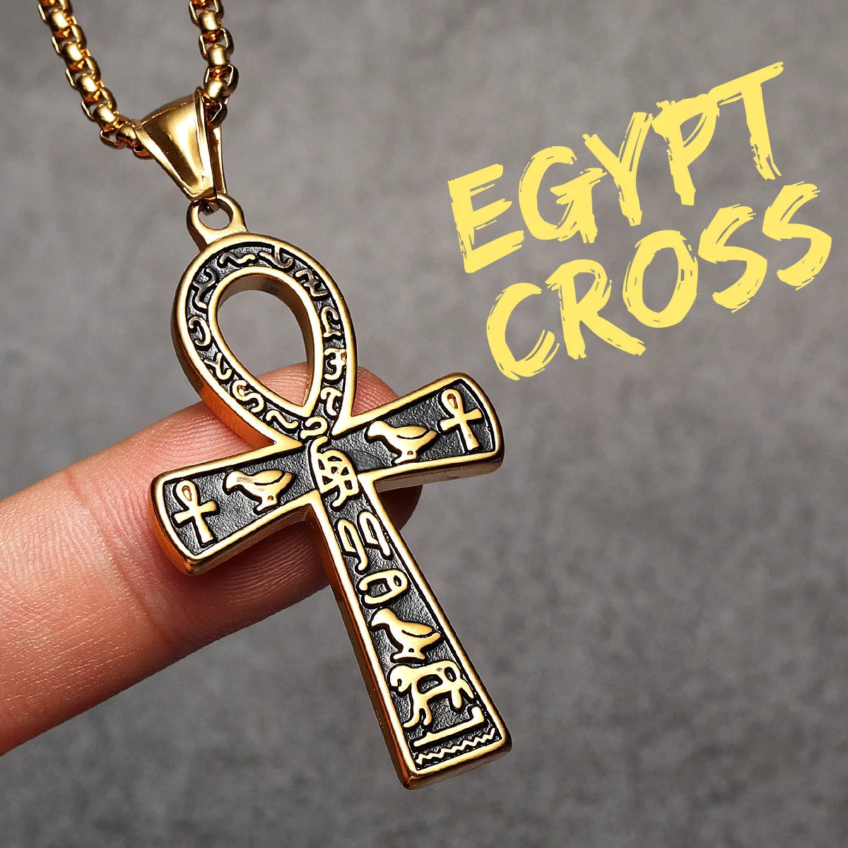PENDRA Egypt Cross Steel Necklace
