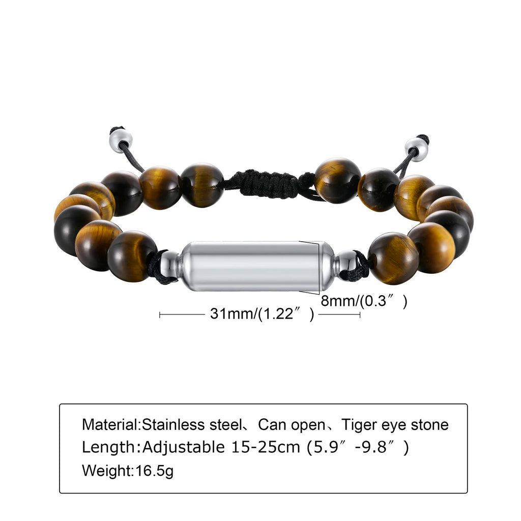 Men Bracelet, Urn Beaded Bracelets,Human or Pet Ashes,Cremation Jewelry for Men,Memorial Jewelry,Sympathy Gift