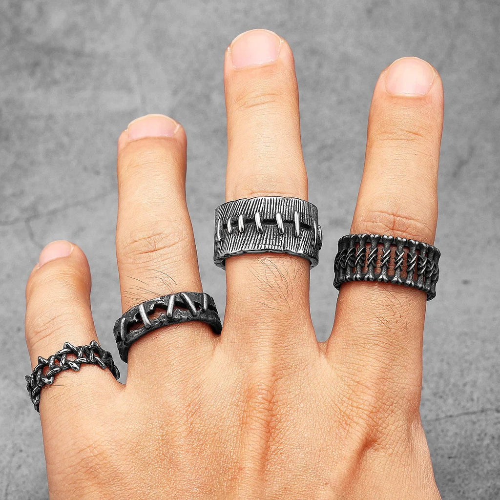 PENDRA Suture Rock Stranger Steel Ring